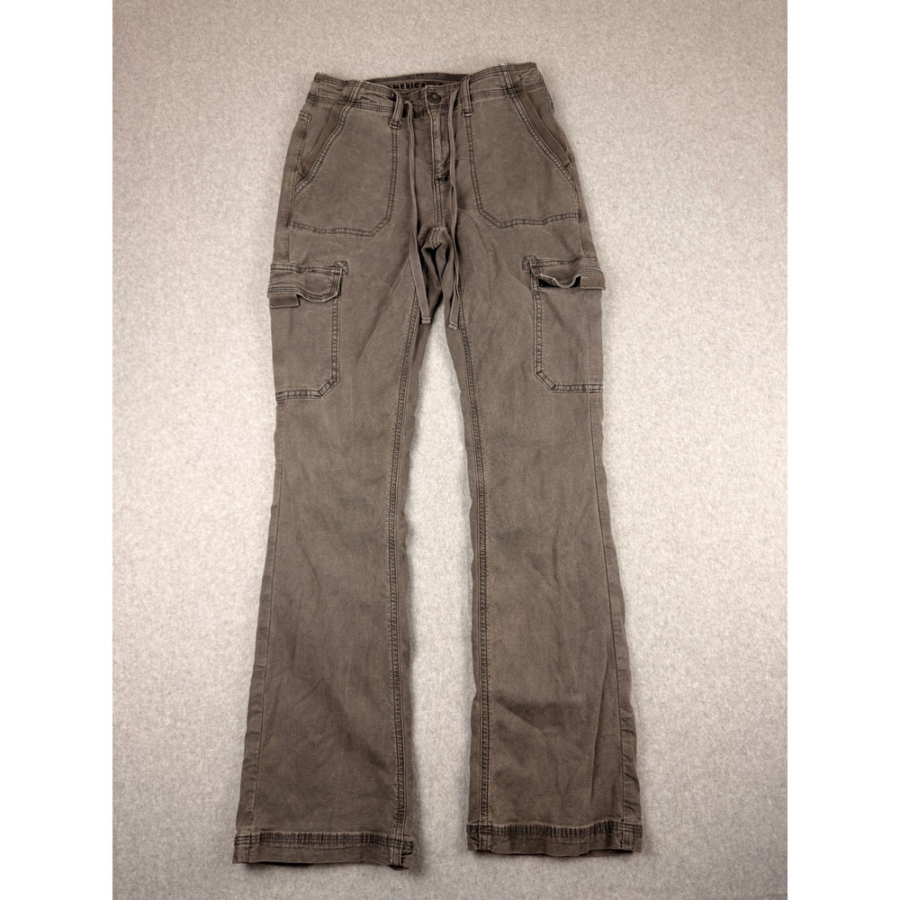 American Eagle Classic Bootcut Cargo Pants Gray Stretch Utility Size 00 Regular